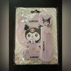 Kuromi hand mirror and tiny comb Purple